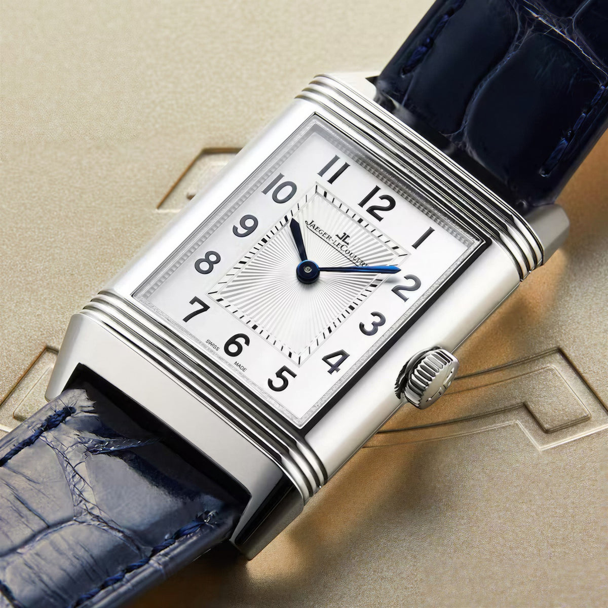 Reverso Classic Medium Duetto Stainless Steel / Silver / Alligator